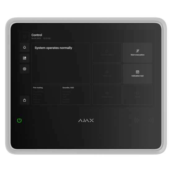 AJAX Fire Hub White Bezpečnostný ovládací panel požiarneho systému
