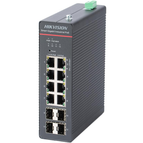 HIKVISION DS-3T1512HP-SI-8P4F 12portový switch
