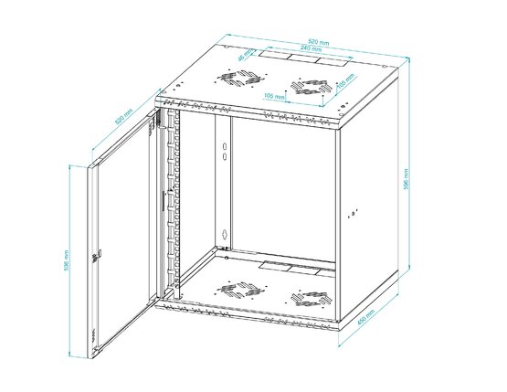 S-RC19-12U-450GB 19" dátový rozvádzač