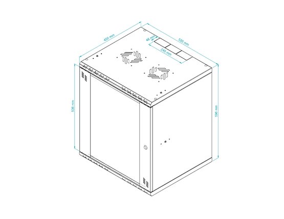 S-RC19-12U-450GG 19" dátový rozvádzač
