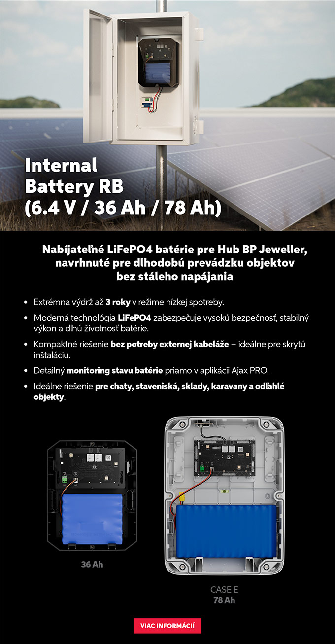 Internal battery 6,4 V  36Ah/ 78Ah